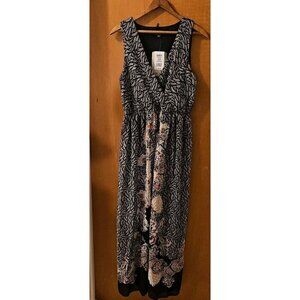 Lily Rose Size S Black Floral Paisley Maxi Dress Lightweight New